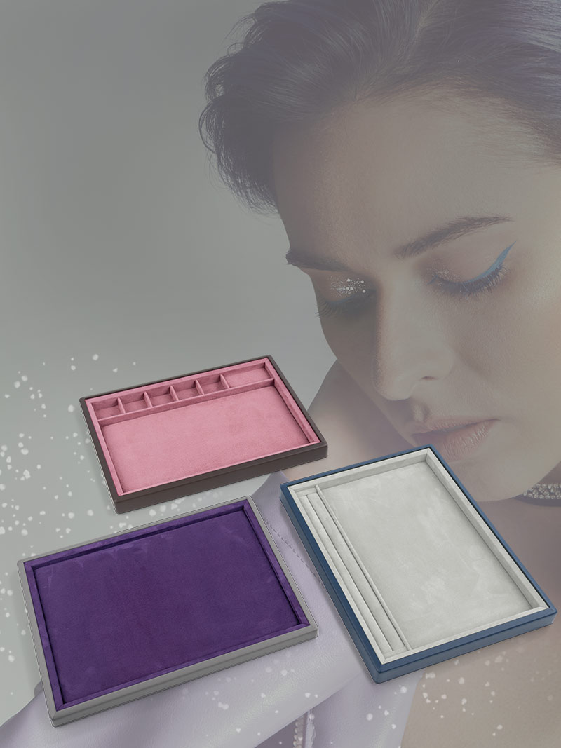 Elegante Vorlagetabletts in verschiedenen Farben.
