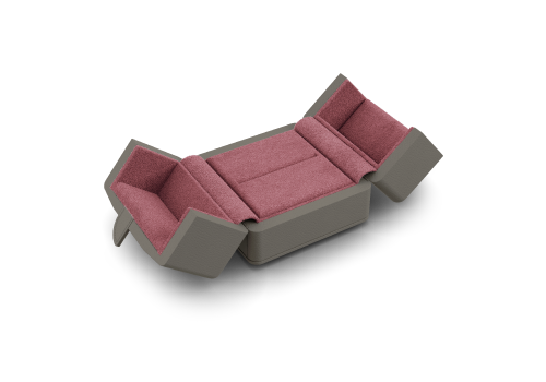 Ring Etui mit Ringbäckchen offen in Grau und Pink.