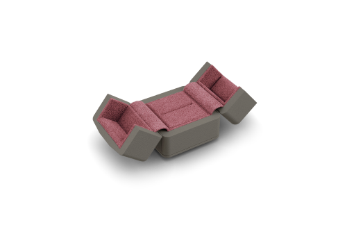 Ring Etui klein offen in Grau und Pink.